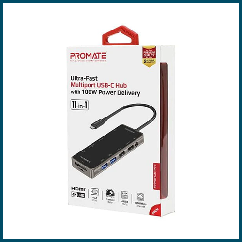 Promate Multiport USB Type-C Hub 11-in-1