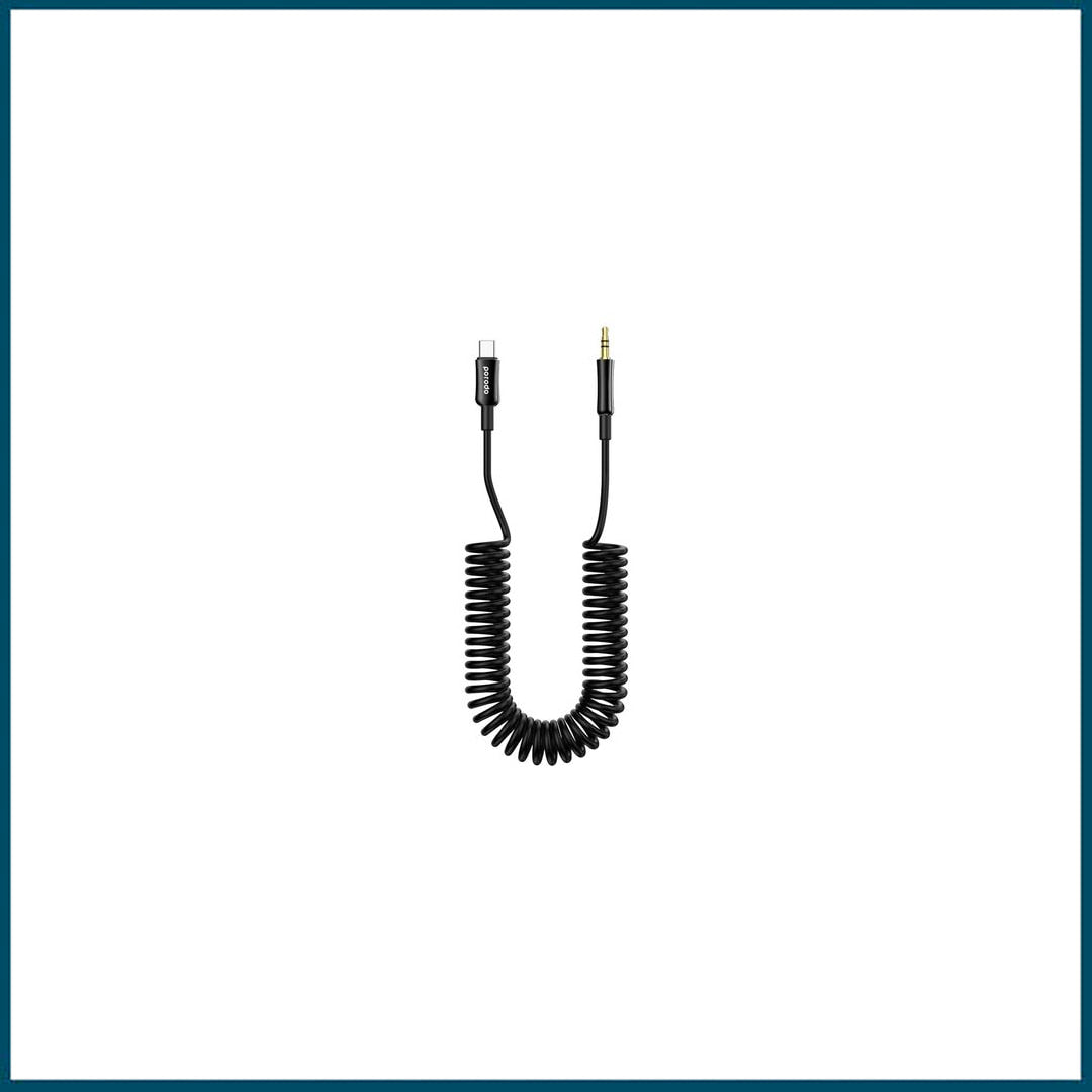 Porodo USB-C to 3.5mm Coiled AUX Cable 1.2m (Black)