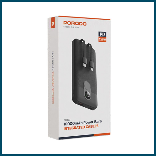 Porodo 10000mAh Powerbank Integrated Cable