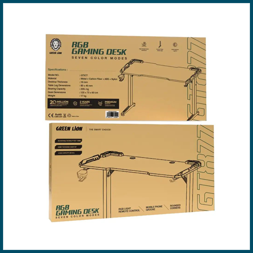 Green Lion RGB Gaming Desk - Black