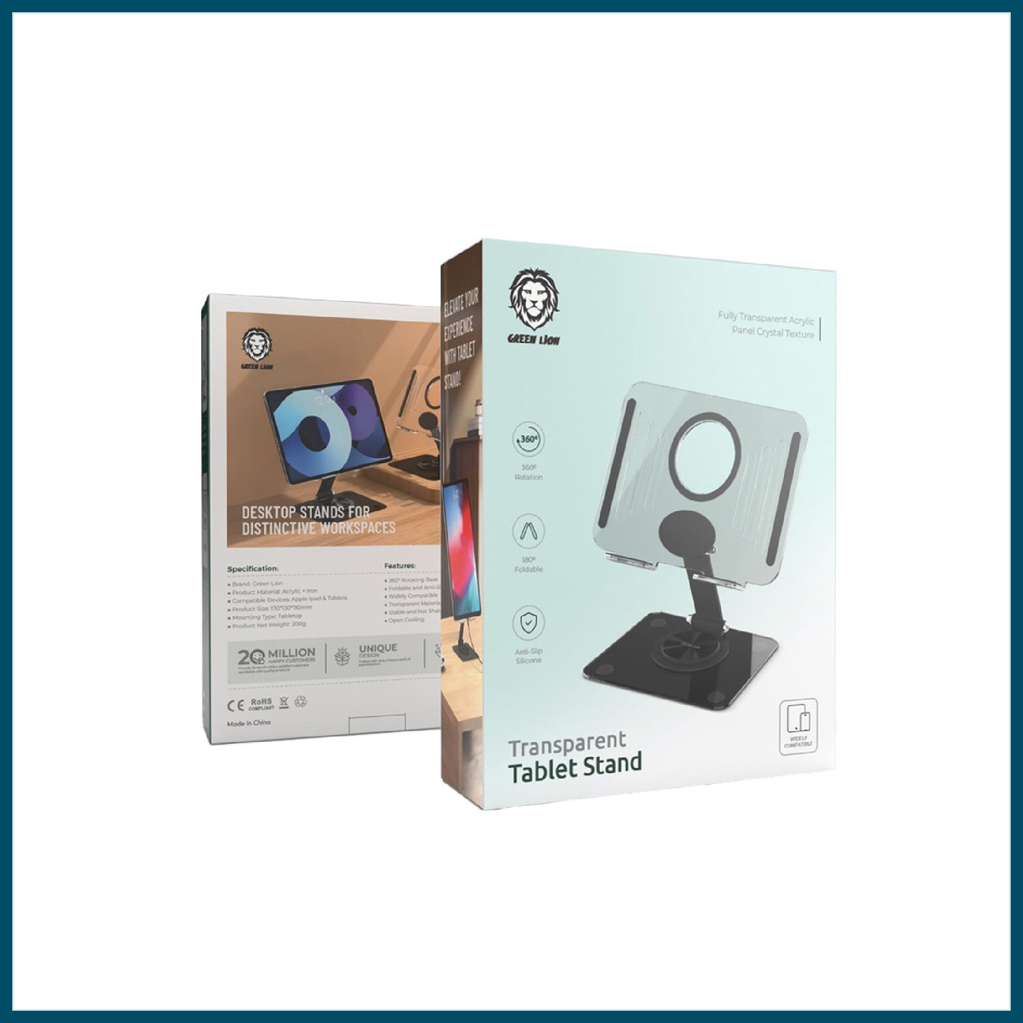 Green Lion Transparent Tablet Stand